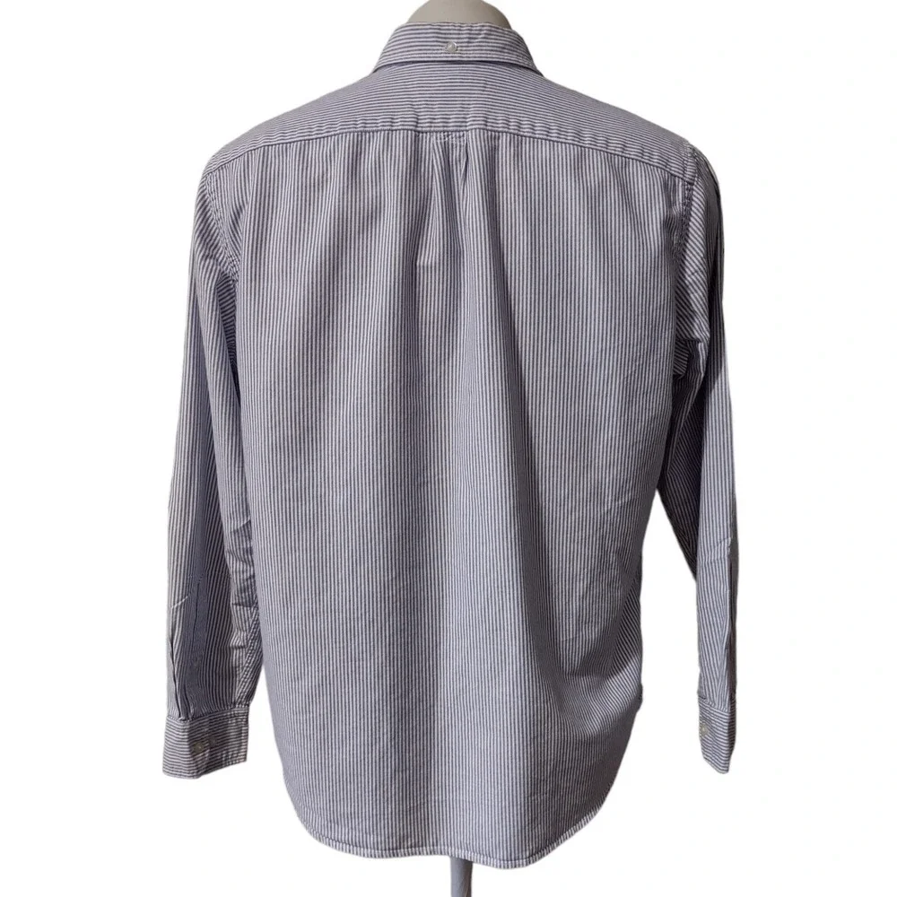 Banana Republic Shirt Men's Large Camden Fit Blue Striped Long Sleeve‎ Button Up